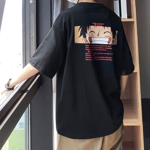 Cool T shirt casual one piece t-shirt boys anime summer top tees 2020 Half Sleeve Luffy Tshirt Streetwear Funny Male Casual Tees
