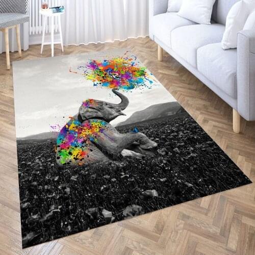 Elephant play with paint Carpet for Living Room 3D Anime Cartoon Rug Gamer Teen Room Bedside Lounge Rug Kids Children Floor Mats