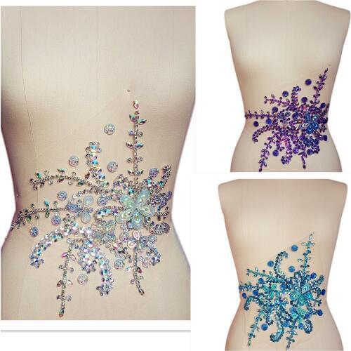 BEAUTIFUL Sew on Rhinestones Applique Crystals Patches Sewing for Diy Performance Costumes Dress Chest Waist Decoration 22x28cm