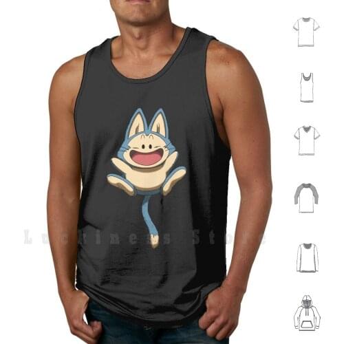 Puar Db Tank Tops Vest 100% Cotton Puar Puh Er Tea Cat Kawaii Animal Cute Anime Sleeve Blue Drac Dragoi Nice