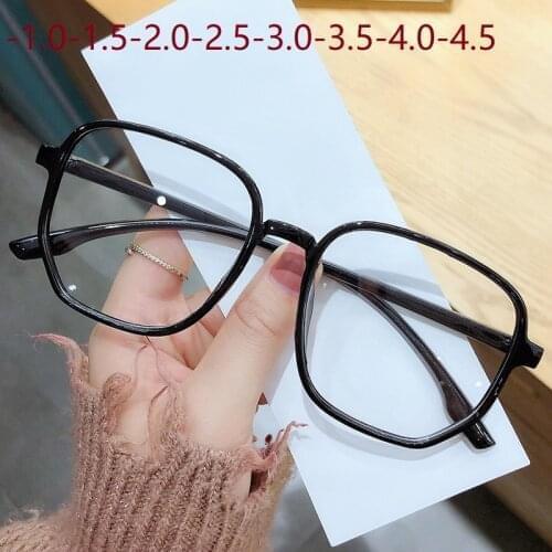 -1 -1.5 -2 -2.5 -3 -3.5 -4- 4.5 Polygon Frames Women/Men Myopia Clear Lens Computer Eyeglasses Fashion Oversized Classic Myopia