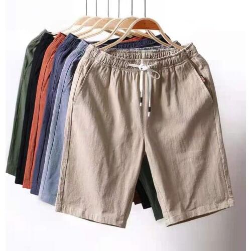 Fashion Flax Shorts For Mens Linen Solid Color Male Trousers Summer Breathable Loose Casual Homme Shorts Plus Size 5XL 2021 New