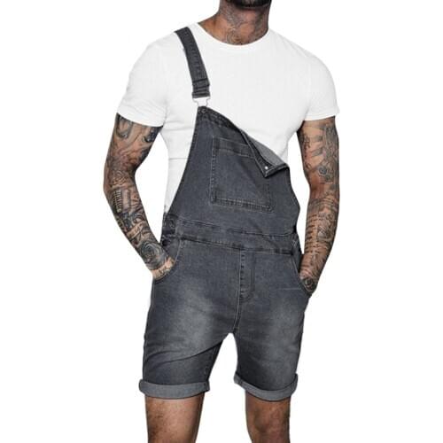 Men Denim Bib Workwear Fashion Denim Jumpsuit with Pocket Jumpsuits Rompers TT@88