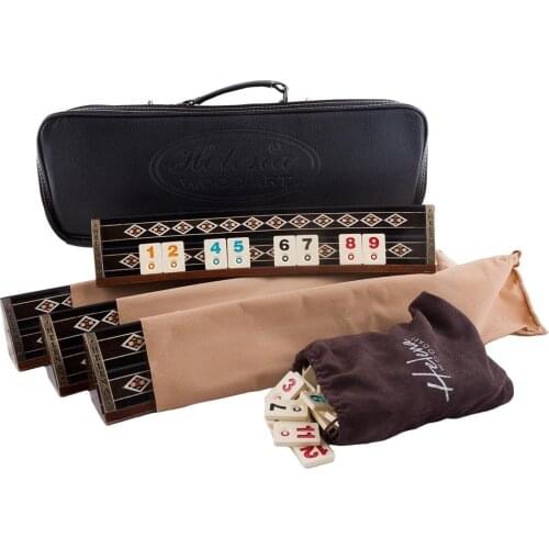 Vip Rummy Okey Team Game Set Ovoid Wood 42x7x7 Cm Big Size Vintage Rustic Professional Design Mosaic Motifs Handmade Arts