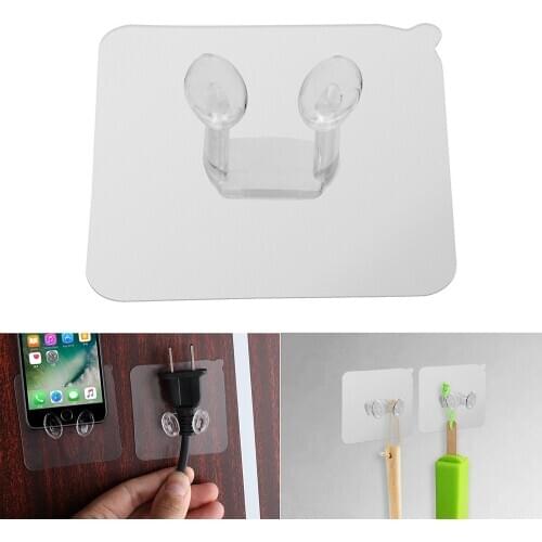 5Pcs Wall Mounted Self Sticky Hooks Strong Adhesive Hook Power Plug Socket Hanger Holder Multi-function Wall Storage Hooks
