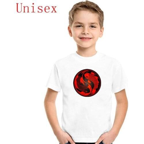 2020 new fashion Ja-pan koi carp fish yin yang girl clothes children T Shirts summer Cotton boys clothes Trendy pop kids t shirt