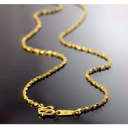 Authentic Solid 24K Yellow Gold Chain Necklace/ Full Star Chain Necklace/ 3.45g