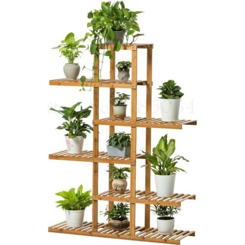Flower Stand Bamboo Multilayer Bamboo Succulents Flower Shelf Home Interior Creative Simple Balcony Rack Floor