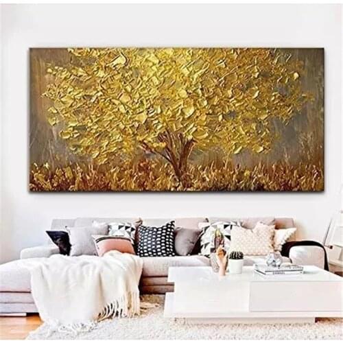 Plant Golden Tree canvas poster Trendy Large Abstract Wall Art Pictures For Living Room Wall Paintings Poster