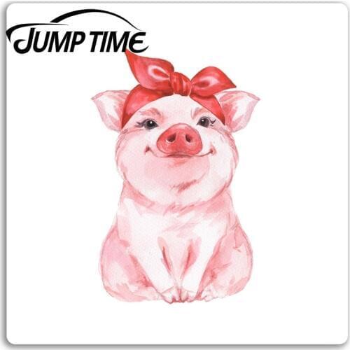 Jump Time Cute Pink Piglet Vinyl Stickers Pig Farm Animal Sticker Laptop Car Assessoires Window Decals Car Wrap DIY