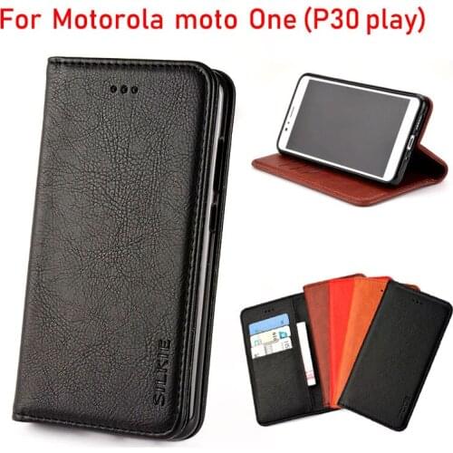 For Motorola moto one case Luxury Flip cover Vintage Leather with Card Slot Without magnets phone Cases for moto p30 play funda