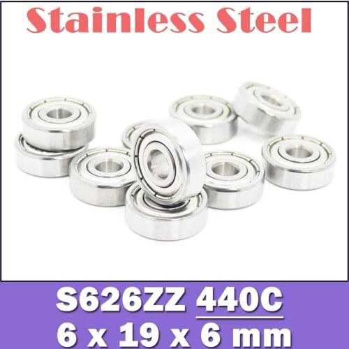 S626ZZ Bearing 6*19*6 mm ( 10PCS ) ABEC-1 440C Roller Stainless Steel S626Z S626 Z ZZ Ball Bearings
