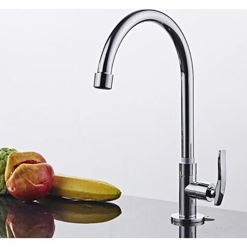 Kitchen Faucet 360 Degree Single Cold Outlet Pipe Tap Basin Plumbing Hardware Brass Sink Faucet
