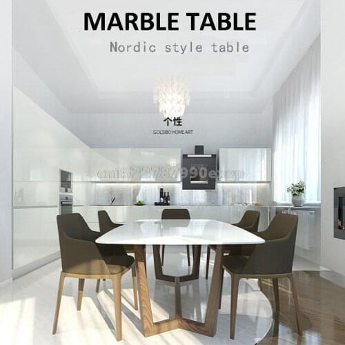 Contemporary furniture rectangle designer table Nordic home furniture modern dining room faux marble table