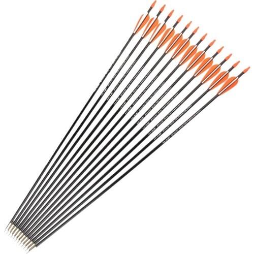 Spine 700 Fiberglass Arrow Orange White Feather 31 Inches for Recurve Bow Long Bow Practice Archery Hunting