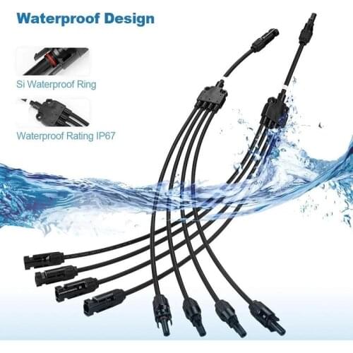 Solar Y Branch Connectors,1 to 4 Solar Parallel Adapter Cable Tool Kit for Solar Panel Parallel Connection Solar Cable Wire Plug