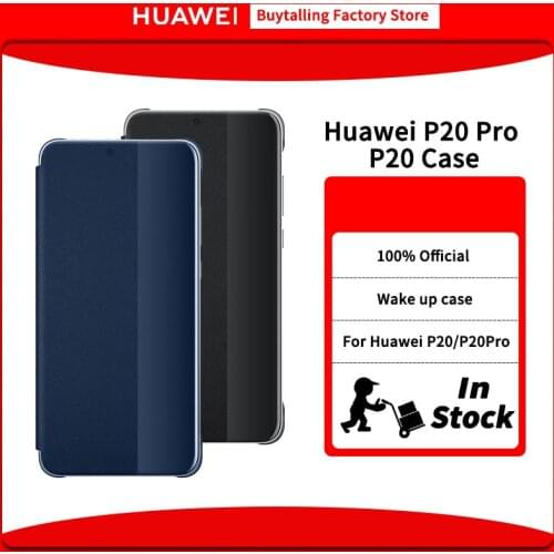 100% Official Original Huawei P20 Pro Case Wake up/Sleep Plating Mirror Window Flip Cover for Huawei P20 Case Smart View Case