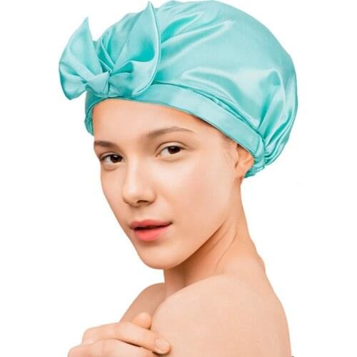2021 New Extra Hot Sale Shower Head Cap Dry Hair Hat Bowknot Solid Color Waterproof Bath Cap Womens Hair Accessories
