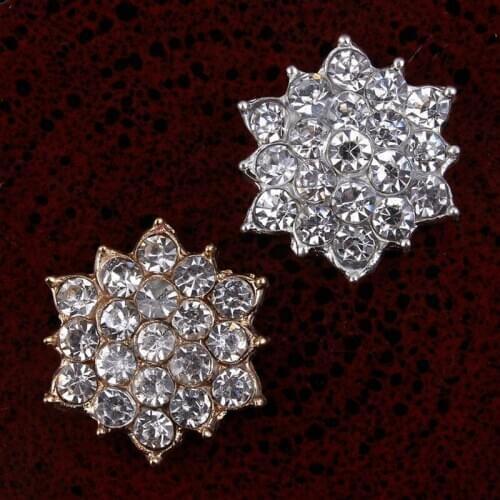 30pcs/Lot Rhinestone Lotus Flower Shape Embellishments Button Flatback For Hair Flower Wedding Invitation