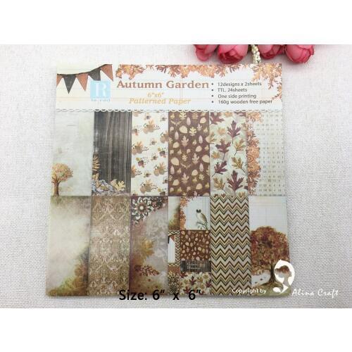 AlinaCraft 24 sheet 6"X6" Autumn Garden patterned paper Scrapbooking paper pack handmade craft paper craft Background pad