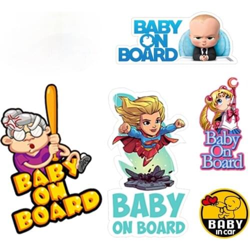 Car Stickers Baby on Board Decals Cartoon Anime Baby In Car Styling Rear Trunk Decoration JDM Vinyl Cover Scratches Waterproof