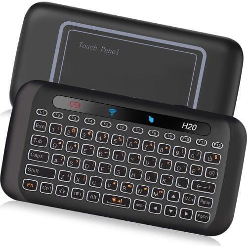 2.4Ghz Mini Wireless Keyboard With Touchpad Mouse Combo 7 Color Adjust Auto-Rotation Touch Panel Handheld Remote Control Mouse