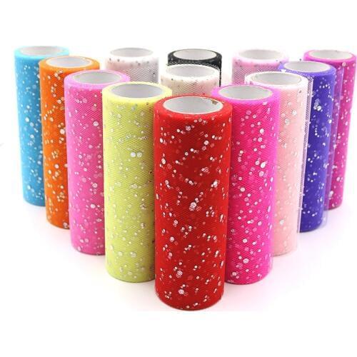 Baby Shower Glitter Sequin Tulle Roll 10 yard 15cm Spool Tutu Wedding Decoration Organza Laser DIY Craft Birthday Party Supplies