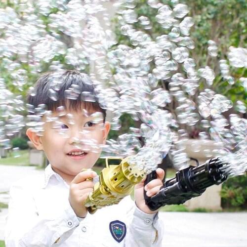Kids Automatic Gatling Bubble Gun Toys Summer Soap Water Bubble Machine 2-in-1 Electric Bubble Machine For Children Gift Toys
