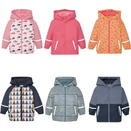 Baby Children Coat Jacket PU Waterproof Outwear Raincoat Boys And Girls Spring Autum Fleece Hooded Jacket Kids Windproof Coat