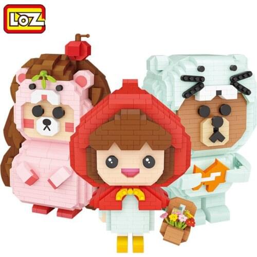 LOZ Blocks Cartoon Auction Figure Building Bricks Anime Bear Model for Girls Gifts Cute Doll Children Toy Kids Christmas Present