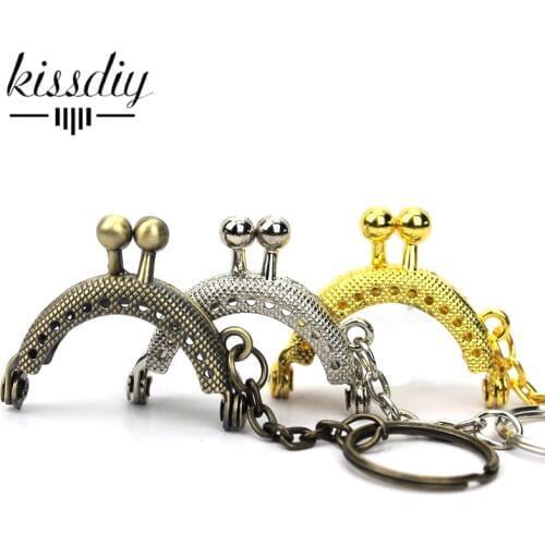 KISSDIY 20pcs 4CM mini Antique Bronze silver golden Metal Purse Frame with keyring for bag handle clutch coin purse clasp