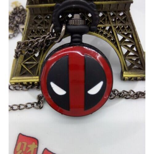 New samll size Deadpool pocket watch necklace pendant black Animated cartoon quartz watches gifts
