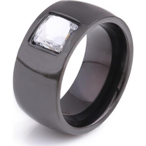 Men and women of Gold-Color Stainless steel CZ stone rings personality Wedding Ring