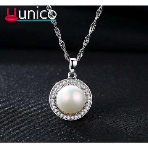 UUnico charm Shell design Pearl Jewelry,Pearl Necklace Pendant,925 sterling silver jewelry ,fashion necklaces for women 2018 new