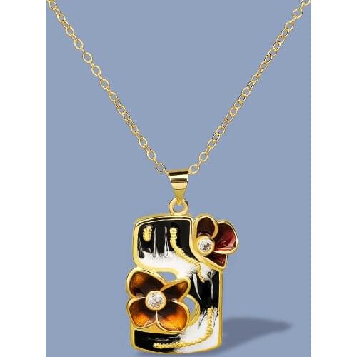 925 Silver Necklace For Women Exquisite Geometric Hollow Flower Womens Pendant Handmade Enamel Jewelry Elegant Party Sweater