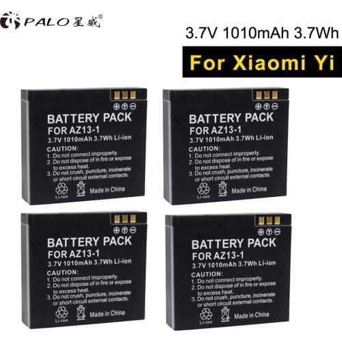 PALO 4 pcs 1010mAh xiaoyi AZ13-1 digital camera batteries XIAOYI battery batteryr For xiaomi action camera xiaomi yi accessories