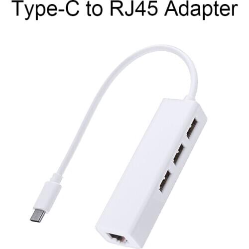 New USB 2.0 Type-C Thunderbolt 3 to RJ45 Ethernet Hub Adapter for Macbook Portable USB-C Ethernet Connector Cable Accessories