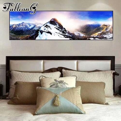 FULLCANG diy 5d full square round diamond embroidery Snow mountain scenery large mosaic painting sale wall decoration FC2875