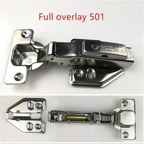 Full overlay 501 High quality Stainless steel removable Hinges Hydraulic Furniture Hinges Damper Buffer Cabinet door Hinges