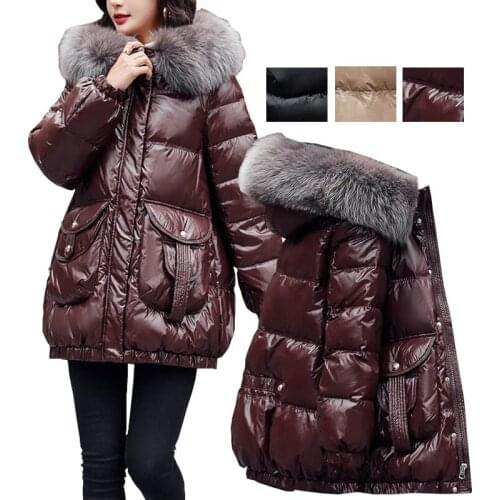 Winter Women Jacket Mid-length High-end brand Down Outwear Female Coat Cotton Padded Warm Super light white duck down Down Coat