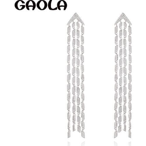 GAOLA Least Unique Cubic Zircon Geometric Stitching Dangle Earrings For Women Bridal Jewelry GLE9278