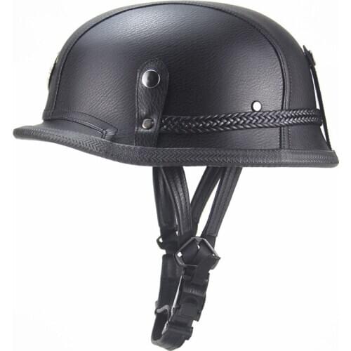 Electric car helmet cruising retro helmet pedal locomotive crown helmet Hand Leather Hat half helmet