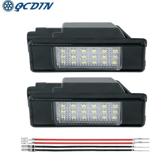 QCDIN Car LED number License Plate Lights For Peugeot 106 1007 207 307 308 3008 406 407 508 607 White 12V 6000K