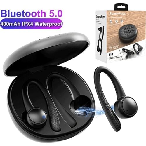TWS Bluetooth 5.0 Wireless Earphone Waterproof Headphones Ear Hook HiFi Stereo Sports Headphone Headset With Mic & Charging Box
