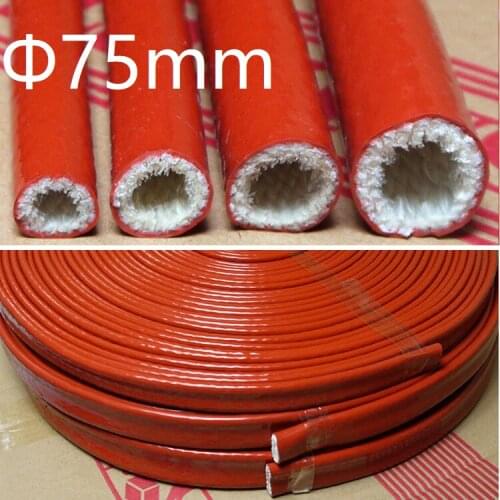 Thickening Fire Proof Tube ID 75mm Silicone Fiberglass Cable Sleeve High Temperature Oil Resistant Insulated Wire Protect Pipe