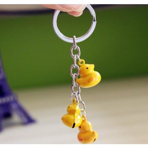 Yellow Bell Duck Cat Money Pig Key Chain Dancing Duck Keychain Couples Women Friend Gift Bag Pendant Accessory Keyring