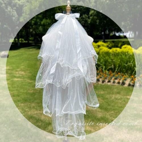 Handmade Pearls Champage Bridal Veil Wedding Hair Jewelry Women Headpiece Hair Comb Accessories Свадебные аксессуары для волос