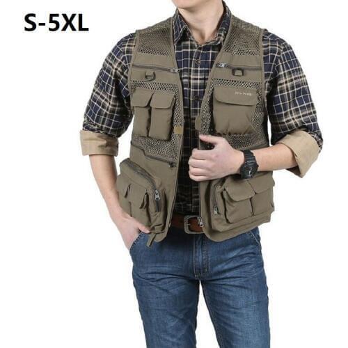 Fishing Vest Summer Outdoor Mens Quick dry MESH Vests Hiking Multi-pockets Professional Photography Vest Unloading Jackets Male