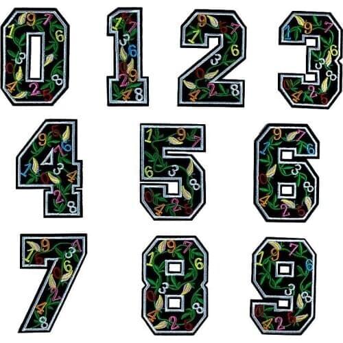 0-9 Plant Vine Camo Numeral Iron Patch Sticker Cap T-shirt Jersey Pant Backapck Diy Accessories Digit Badge Apparel Appliques