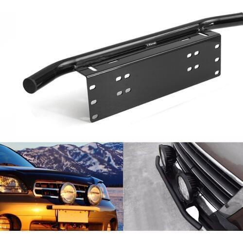 1pcs Universa Offroad Light / LED Light Bar Bull Bar Front Bumper License Plate Mount Headlight Bracket Holder Black For Jeep